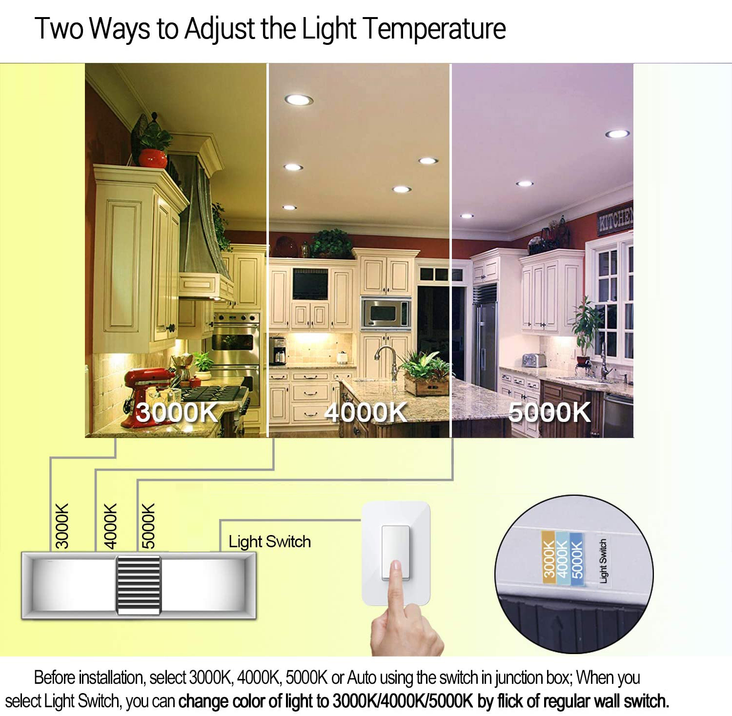 3 Zoll 4 Zoll 6 Zoll 3CCT Wandschalter Potlight Einbau Slim Panel IP54 LED Downlight