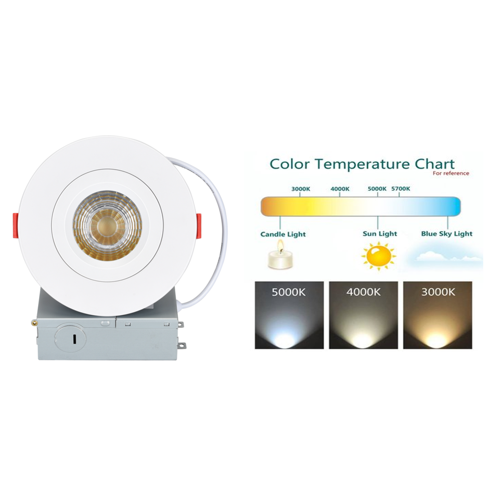 4 Zoll rundes, dimmbares LED-Einbau-COB-Gimbal-Downlight mit Anschlussdose, 120 V, ETL-gelistet, IC-zertifiziert