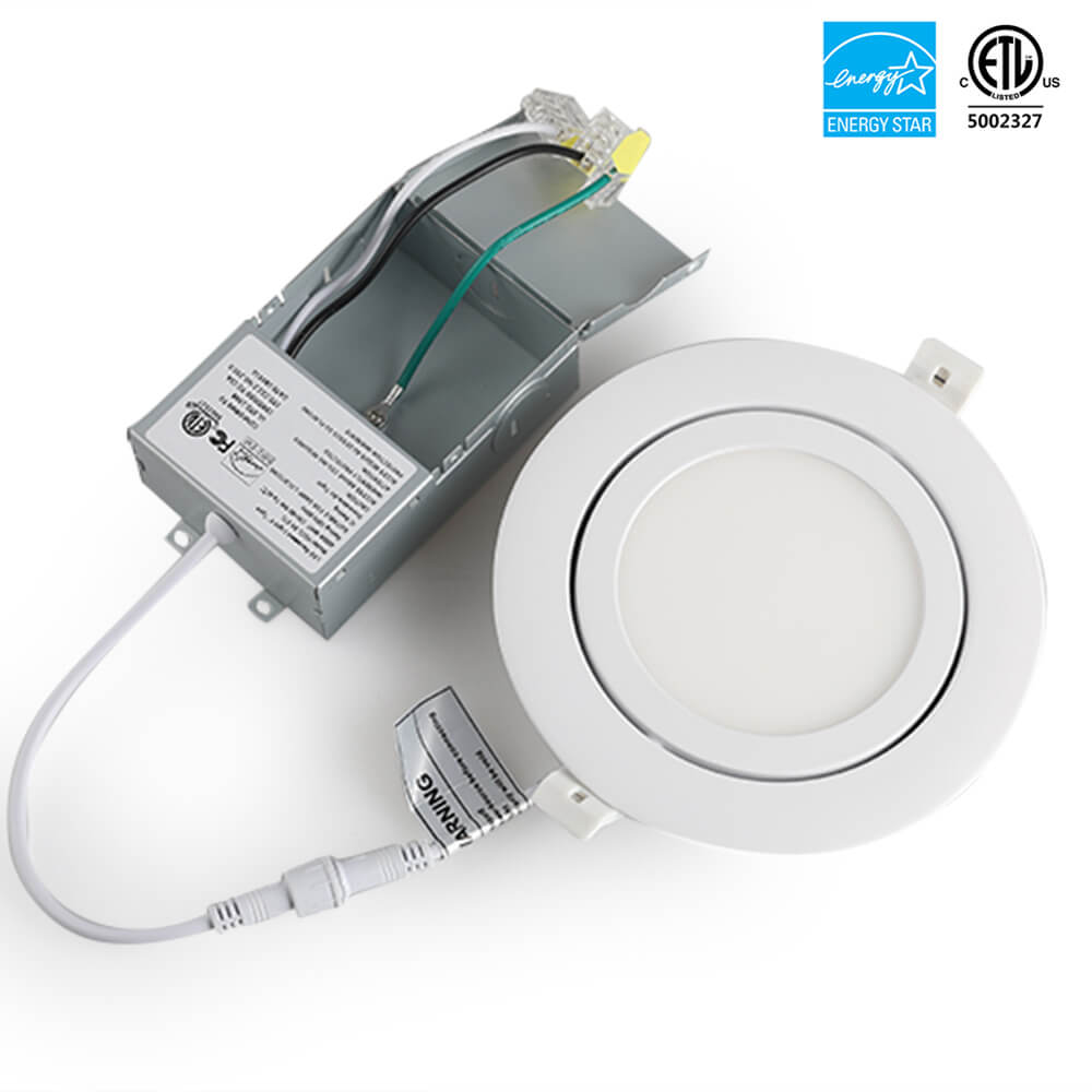 4'' 9W rundes einfarbiges 3000K/4000K/5000K/6000k 3CCT dimmbares kardanisches LED-Downlight mit Anschlussdose 120V ETL-gelistet IC-zertifiziert 