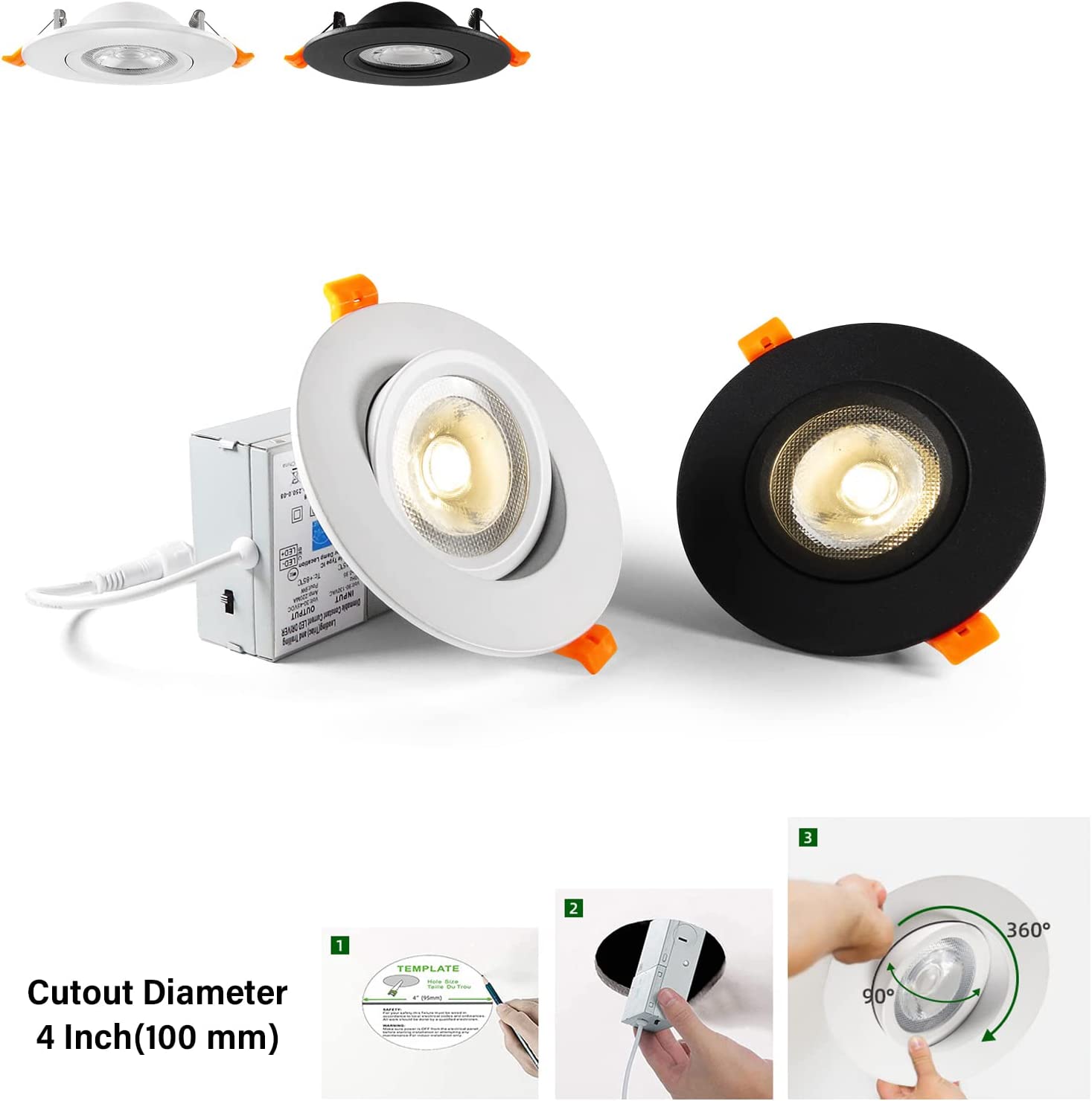 4 Zoll 2,4 G ferngesteuertes LED-Augapfel-Gimbal-Downlight YG013D9-R-2L-WL-2,4 G