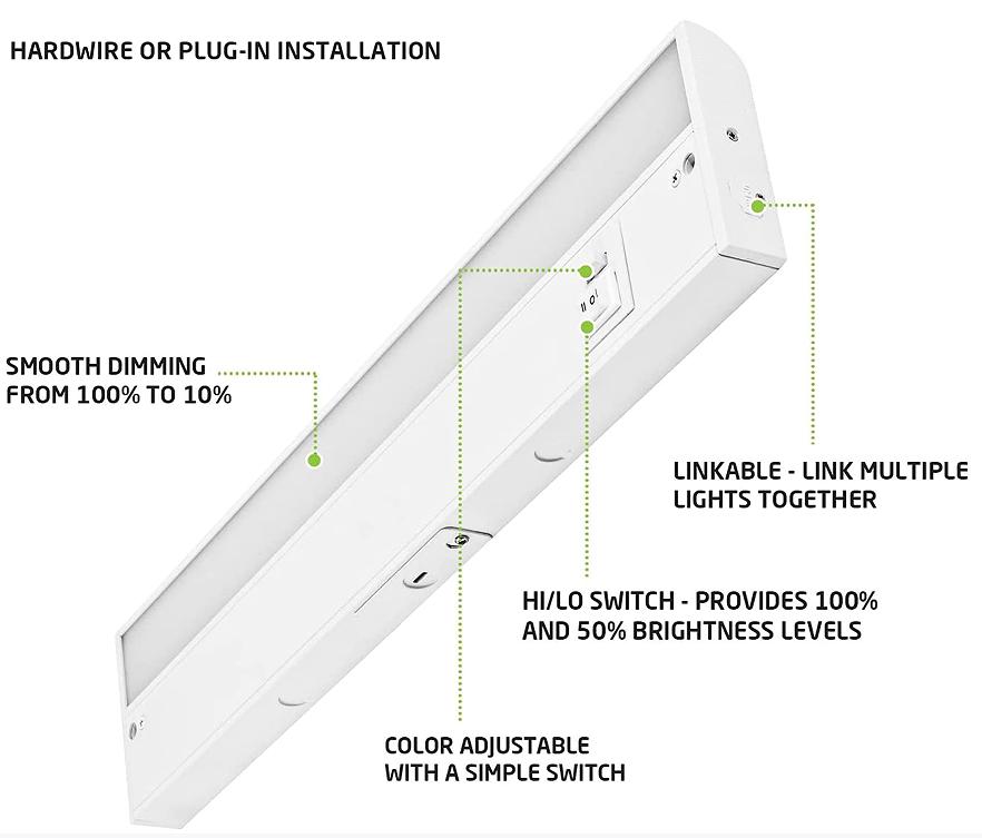  2700K-3000K-4000K 3CCT Farbwählbare LED-Unterschrankleuchte